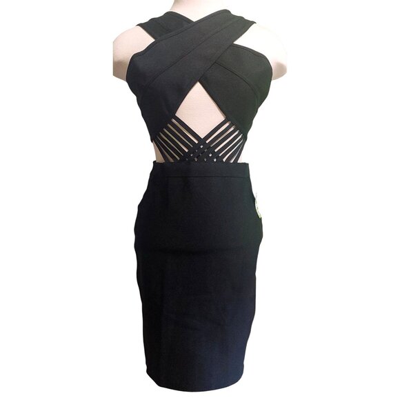 NWT Hybrid & Company Womens Black Cutout Crisscross Bodycon Dress Medium - Picture 1 of 11